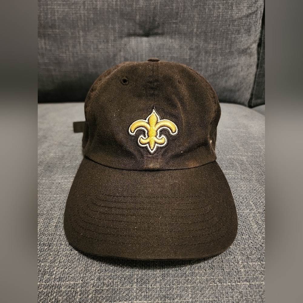 Black Baseball Hat Gold Fleur-de-lis Embroidery Adjustable